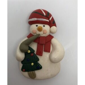 Unique Clay Snowman Smoking‎ A Pipe Christmas Magnet Holiday Refrigerator Magnet